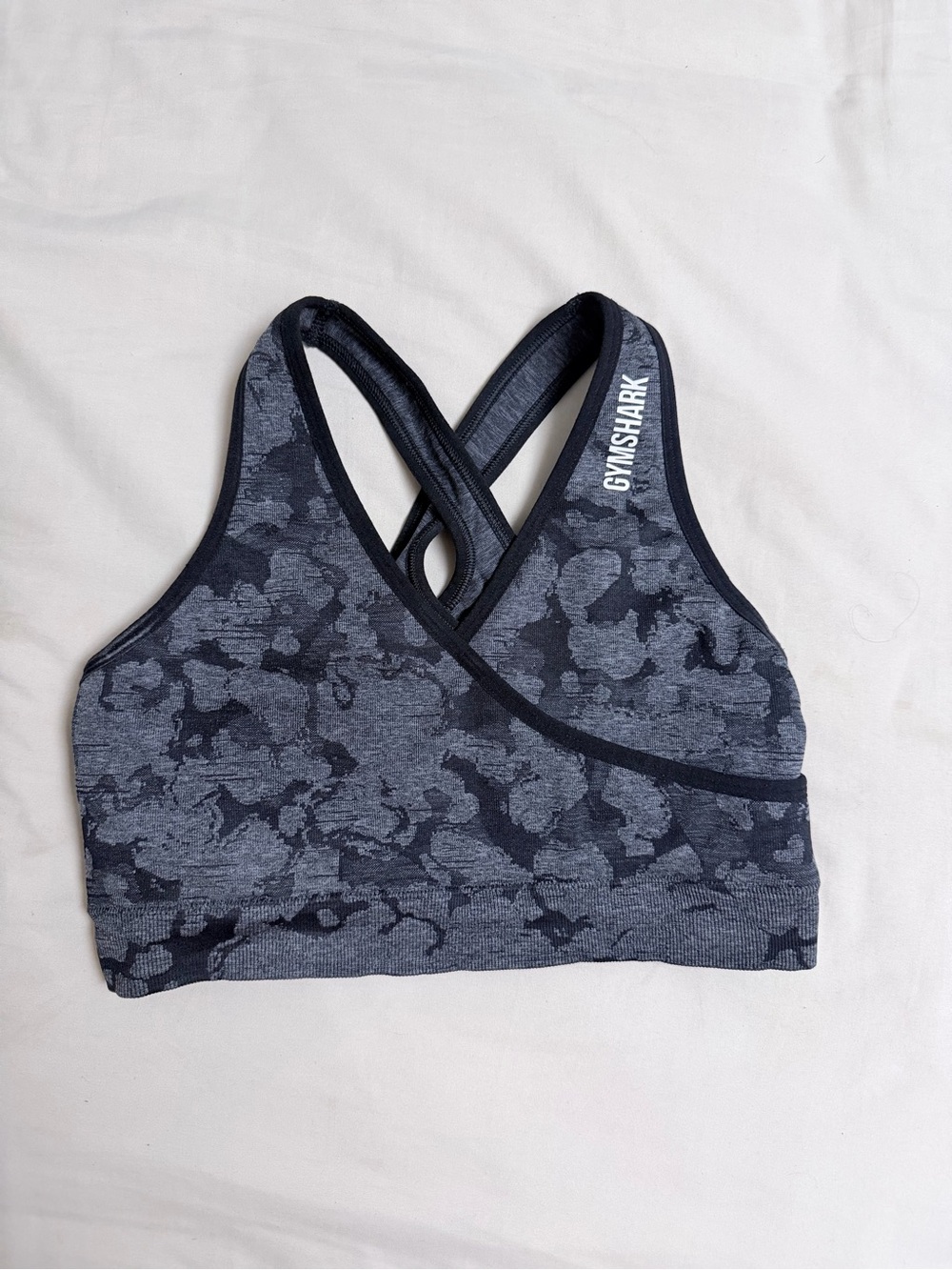 Gymshark Charcoal & Black Camo Crossback Sports Bra